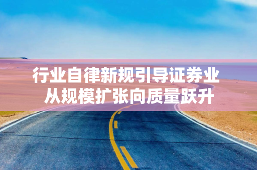 行业自律新规引导证券业 从规模扩张向质量跃升