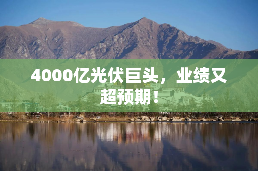 4000亿光伏巨头,业绩又超预期! 4000亿光伏巨头,业绩又超预期!