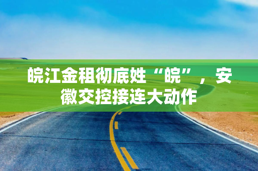 皖江金租彻底姓“皖”,安徽交控接连大动作 皖江金租彻底姓“皖”,安徽交控接连大动作