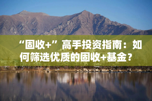 “固收+”高手投资指南：如何筛选优质的固收+基金？
