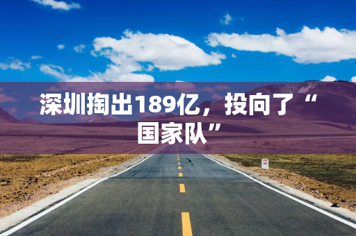 深圳掏出189亿，投向了“国家队”