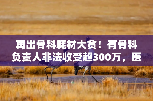 再出骨科耗材大贪！有骨科负责人非法收受超300万，医保局：严重破坏市场环境