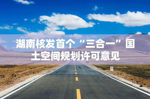 湖南核发首个“三合一”国土空间规划许可意见