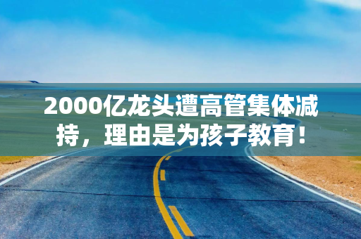 2000亿龙头遭高管集体减持，理由是为孩子教育！