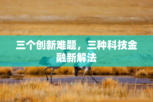 三个创新难题，三种科技金融新解法