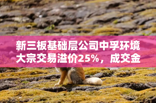 新三板基础层公司中孚环境大宗交易溢价25%，成交金额20万元