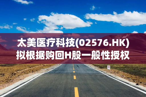 太美医疗科技(02576.HK)拟根据购回H股一般性授权购回H股