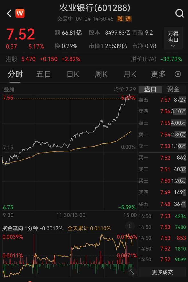 工商银行农业银行股票_工商银行股票总市值_