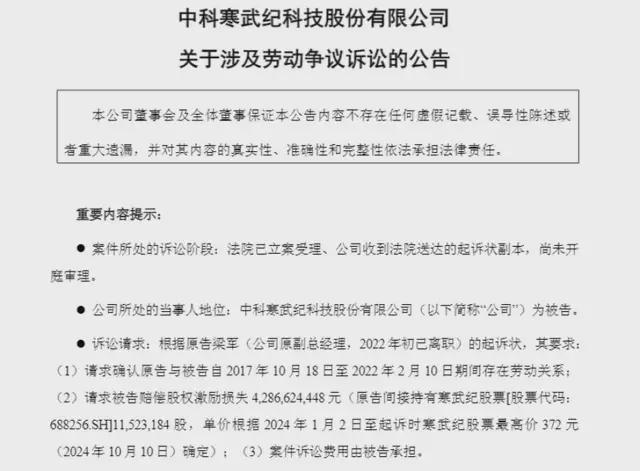_42.87亿索赔!“股王”寒武纪,成了前CTO的“造势踏板”?_42.87亿索赔!“股王”寒武纪,成了前CTO的“造势踏板”?