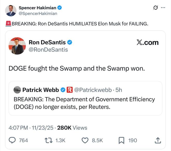 马斯克的“悲哀”！报道称：协议还有八个月，但DOGE“已不存在”