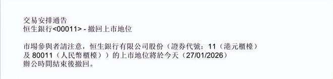恒生银行股份情况__恒生银行倒闭