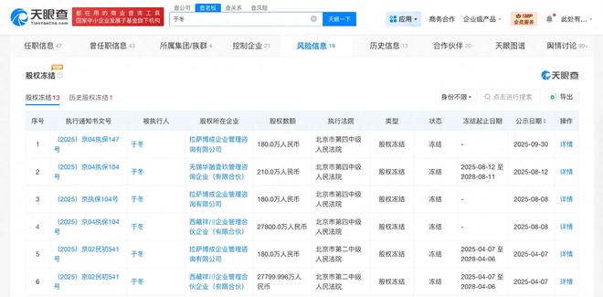 473万赌债传闻缠身，于冬所持博纳股权近全额冻结